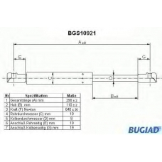 BGS10921 BUGIAD Газовая пружина, капот