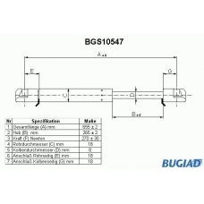 BGS10547 BUGIAD Газовая пружина, крышка багажник