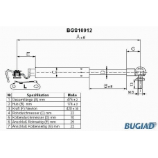 BGS10912 BUGIAD Газовая пружина, крышка багажник