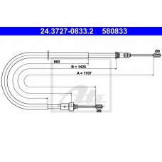 24.3727-0833.2 ATE Трос, стояночная тормозная система