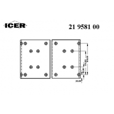 21 9581 00 ICER Комплект тормозных башмаков, барабанные тормоза