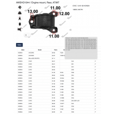 AWSHO1044 Tenacity Подушка двигателя