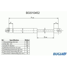 BGS10452 BUGIAD Газовая пружина, крышка багажник