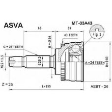 MT-33A43 ASVA Шарнирный комплект, приводной вал