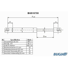 BGS10788 BUGIAD Газовая пружина, крышка багажник