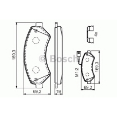 0 986 494 580 BOSCH Комплект тормозных колодок, дисковый тормоз